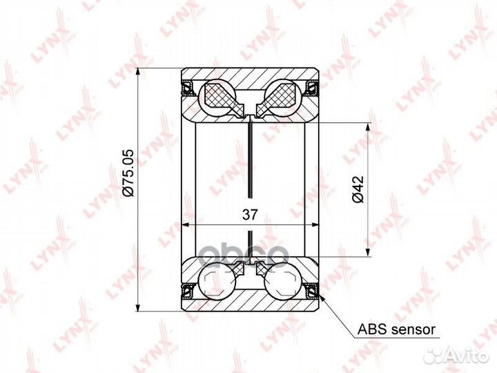 Подшипник ступицы задний (с ABS, 37x42x75) lynx