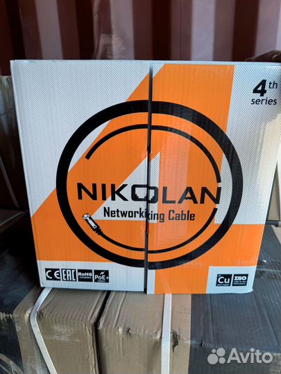 Кабель nikolan UTP 4x2x24awg cat 5e NKL 4100A-BL