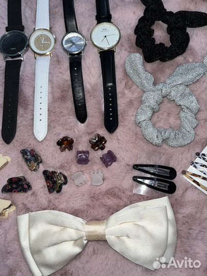 Аксессуары для волос, наручные часы, крабики