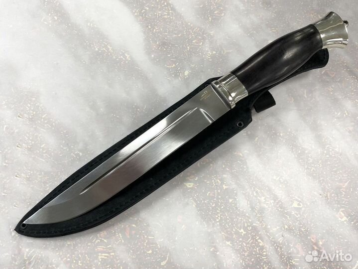 Пластунский нож, кованая Х12мф, граб, мельхиор