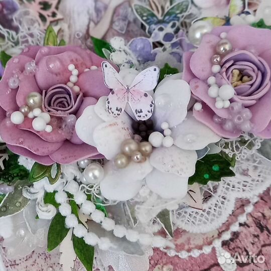 Объемная цветочная открытка для женщины