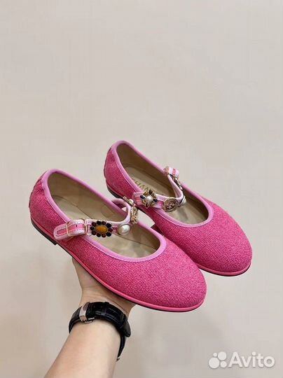 Chanel балетки твидовые с украшениями Mary Janes
