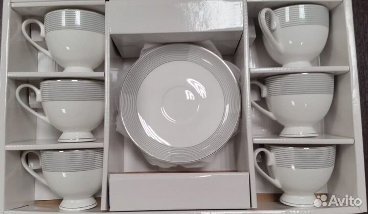 Чайная пара (комплект 6 пар). Костяной фарфор