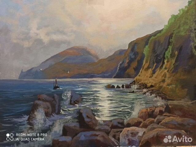 Картина маслом Море. Горы. Бухта