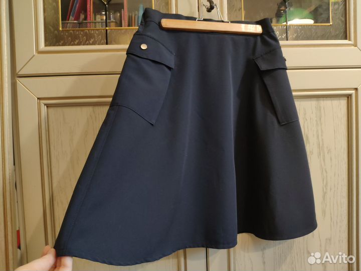 Комплект из юбки синей и блузки голубой 158-164