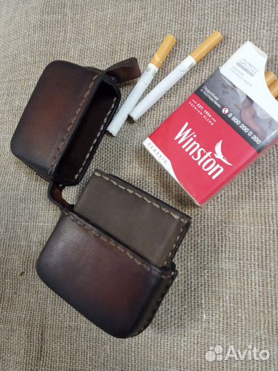 Портсигар кожаный, классика