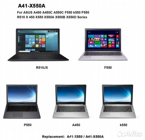 Аккумулятор asus (A41-X550, A41-X550A) 6800 mAh