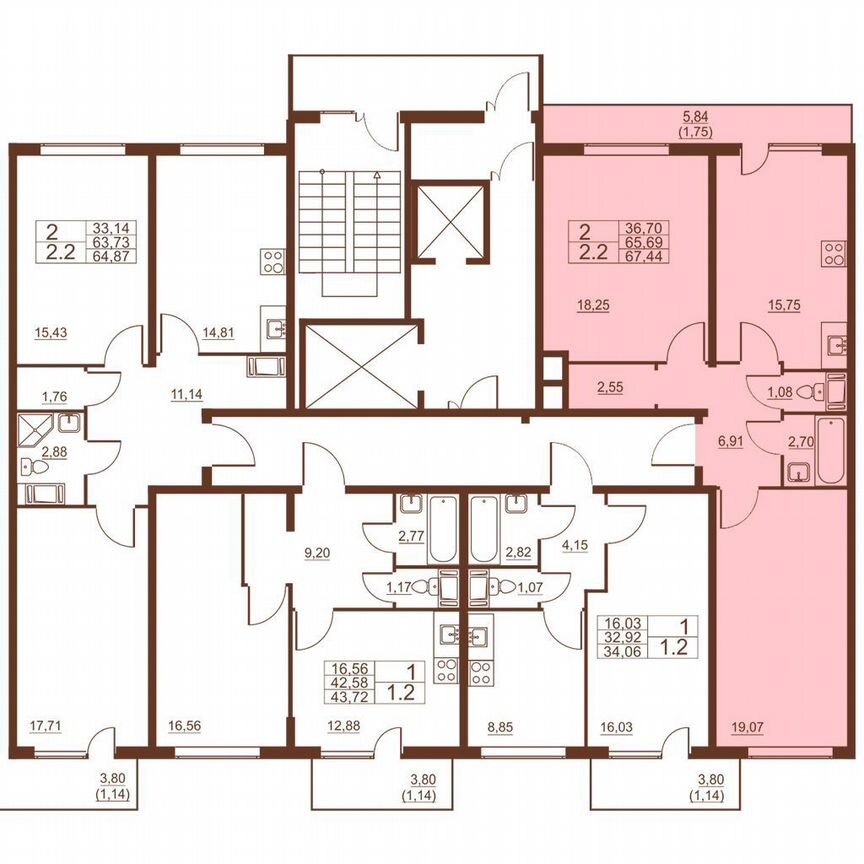 2-к. квартира, 67,4 м², 8/11 эт.