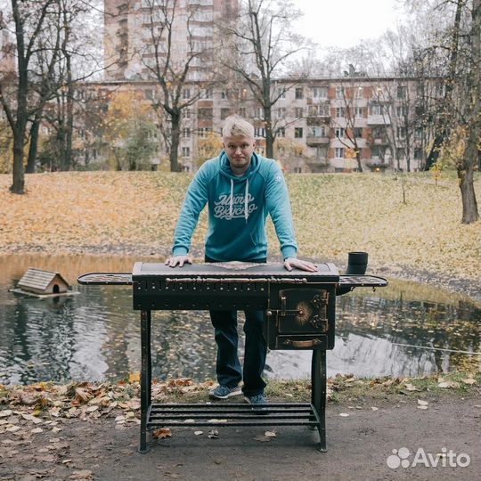 Мангал с печью под казан