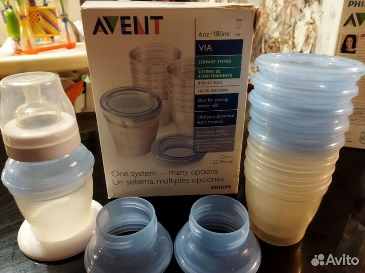 Молокоотсос avent ручной с контейнерами