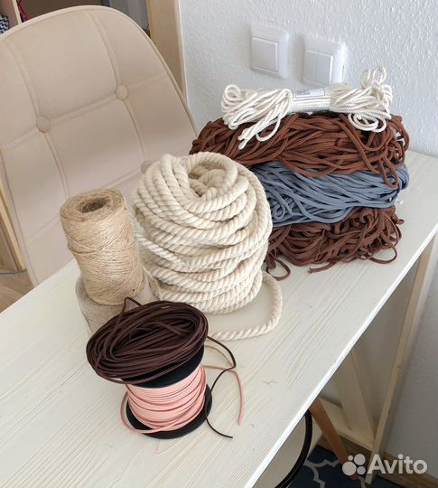 Шнур для вязания, веревка витая, шнур замша