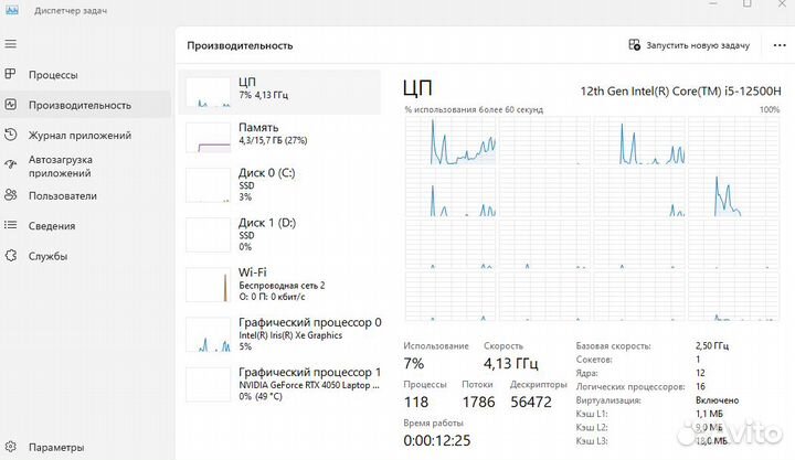 Игровой ноутбук rtx 4050 6gb i5 12500h