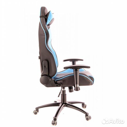 Кресло EverProf Lotus S16 Экокожа Голубой/Черный