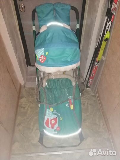 Детские санки коляска с колесами