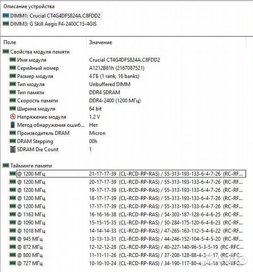 Память продажа обмен ddr4 8gb