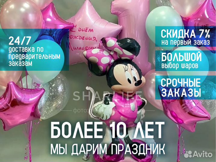 Воздушные гелиевые шарики. Круглосуточная доставка