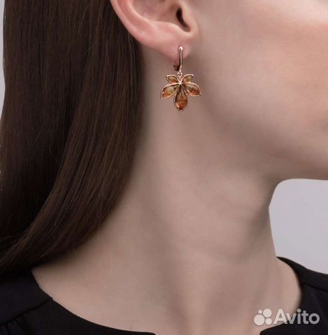 Серьги серебро 925 пробы с янтарем