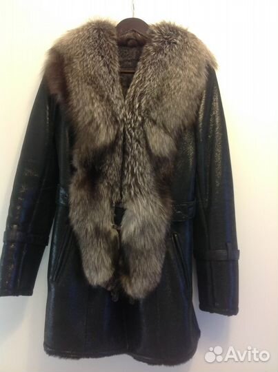Дубленка с воротником из чернобурой лисы