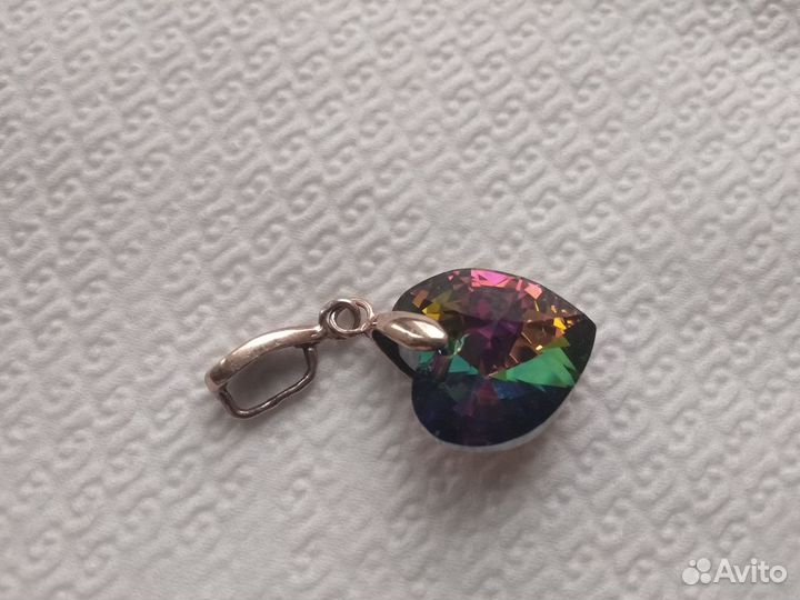Кулон Сердце Swarovski, серебро и позолота