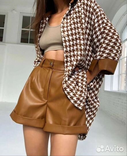 Шорты экокожа женские 46 р