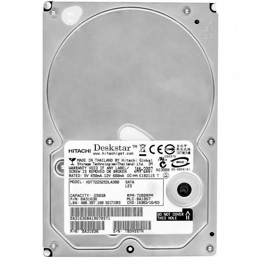 [HDT722525DLA380] Жесткий Диск Hitachi 250gb Sata2 Hdt722525dla380