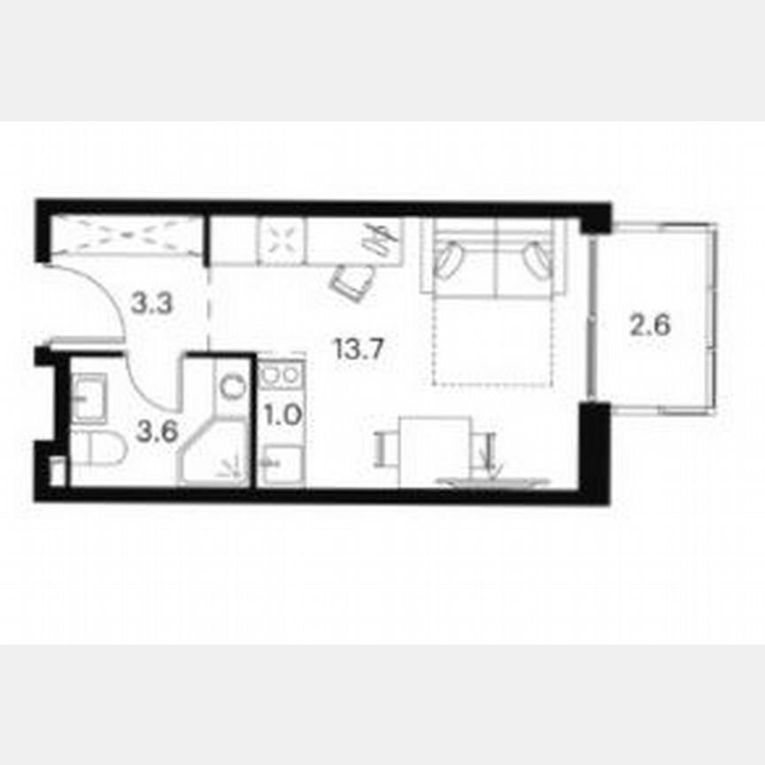 Апартаменты-студия, 24,2 м², 10/23 эт.