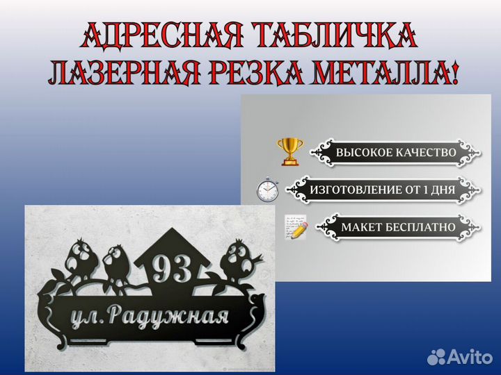 Адресная табличка металлическая
