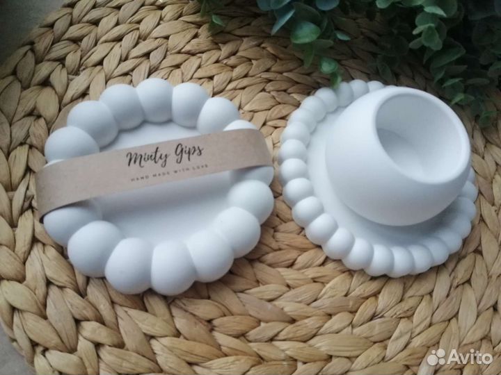 Поднос из гипса/подсвечник/подарок/подставка