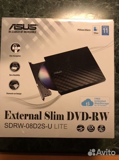 Привод DVD-RW asus External Slim sdrw-08D2S-U lite