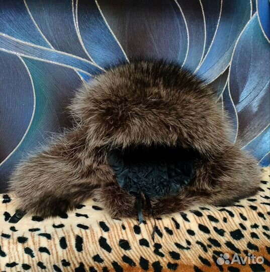 Шапка енот,кожа мужская