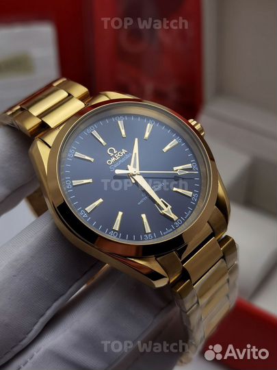 Механические мужские часы Omega aqua terra gold