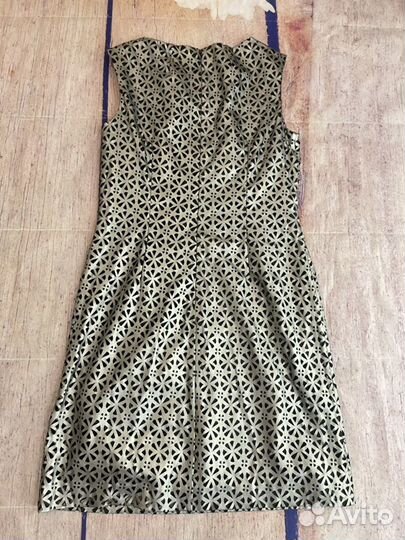 Кожаное серебрянное платье сарафан от Tahari М