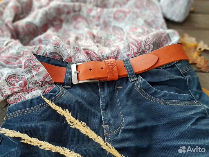 Ремень мужской кожаный винтажный skinner