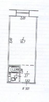 Комната 22,2 м² в 1-к., 5/9 эт.