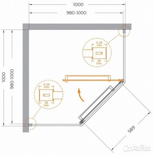 Душевой уголок Cezares relax-304-P-1-100-C-boro