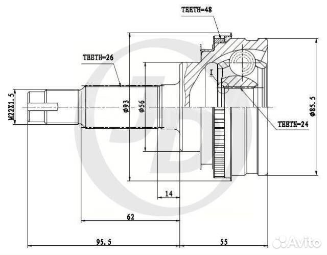 Шрус наружний Toyota Caldina ST190/Camry Vista SV3