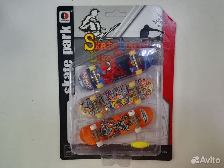 Фингерборд скейтборд для пальцев, 3 шт, 9 см, 1812D