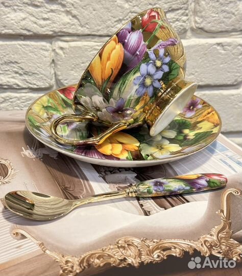 Чайная пара Англия Staffordshire