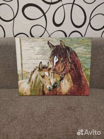 Готовая картина по номерам 40/50 лошади