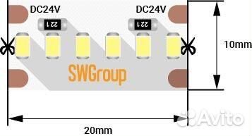 Светодиодная лента SWG 19,2W/m 60LED/m 2216SMD те