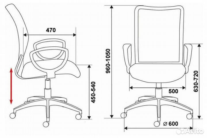 Кресло компьютерное CH-599, Ткань TW/сетчатый акри