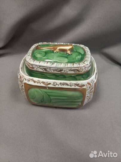 Шкатулка Фарфор Малахитовая Шкатулка СССР Сысерть