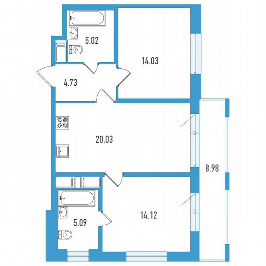 2-к. квартира, 65 м², 5/18 эт.