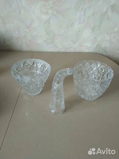 Хрусталь ссср. Конфетница, ваза, рог изобилия