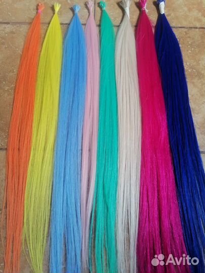 Волосы для наращивания 70 см, цветные пряди