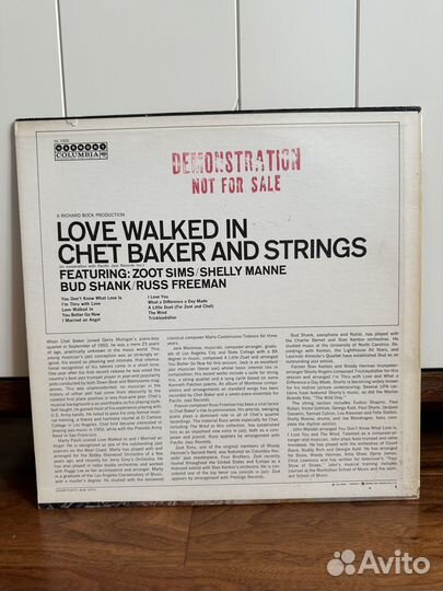 Chet Baker And Strings – Love Walked In, NM