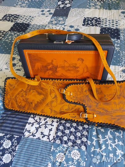 Набор для пикника,подарочный, натуральная кожа