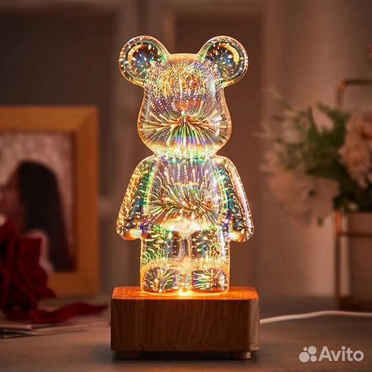 Ночник мишка сияющий 3D Bearbrick