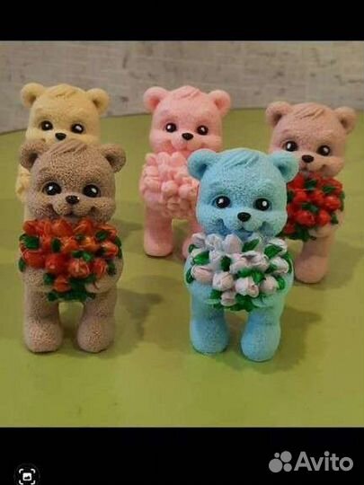 Мыло ручной работы Мишка с цветами