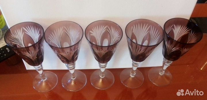 Марганцевые стекло. Набор бокалов 6 шт